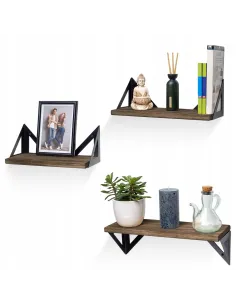 ZESTAW 3 Półek Ściennych LOFT Lite Drewno Paulownia