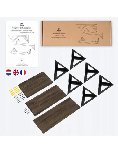 ZESTAW 3 Półek Ściennych LOFT Lite Drewno Paulownia