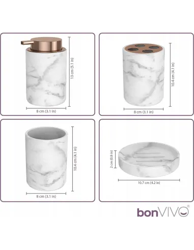 DUŻY ZESTAW ŁAZIENKOWY 4w1 MARMUR Marble + Miedz