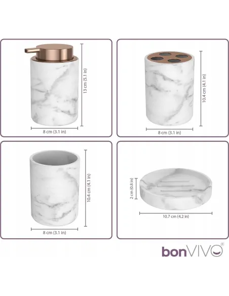 DUŻY ZESTAW ŁAZIENKOWY 4w1 MARMUR Marble + Miedz