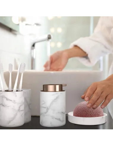 DUŻY ZESTAW ŁAZIENKOWY 4w1 MARMUR Marble + Miedz