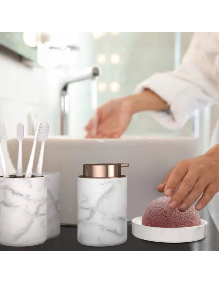 DUŻY ZESTAW ŁAZIENKOWY 4w1 MARMUR Marble + Miedz