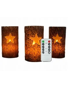 ŚWIECE LED Woskowe Świeczki z NATURALNEGO WOSKU Świąteczne 3szt z PILOTEM