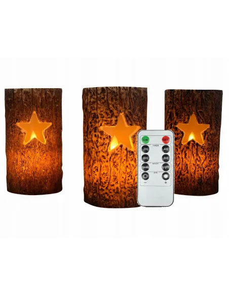 ŚWIECE LED Woskowe Świeczki z NATURALNEGO WOSKU Świąteczne 3szt z PILOTEM