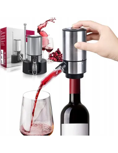 Elektryczny Napowietrzacz do wina AERATOR Nalewak Dozownik do Wina Inox