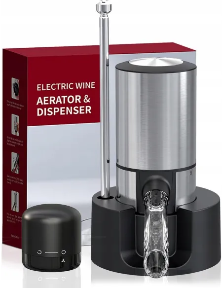 Elektryczny Napowietrzacz do wina AERATOR Nalewak Dozownik do Wina Inox