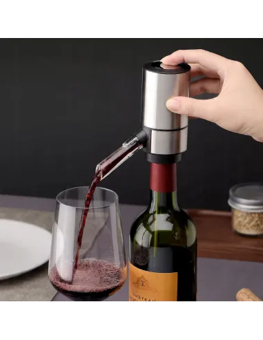 Elektryczny Napowietrzacz do wina AERATOR Nalewak Dozownik do Wina Inox