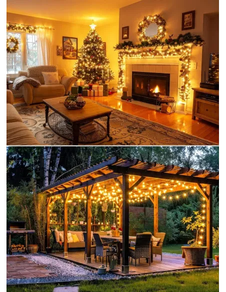 2x LAMPKI DRUCIKI LED 8M 100 LAMPEK CIEPŁE NA BATERIE + PILOT W Sumie 16m