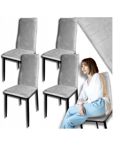 4x KRZESŁO SZARE TAPICEROWANE VELVET WELUR KRZESŁA SALON TRUSTRUP