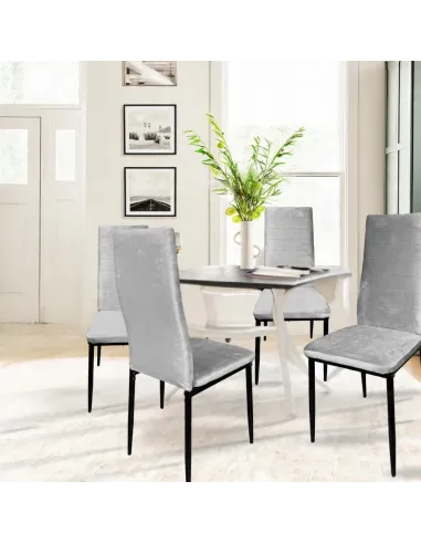 4x KRZESŁO SZARE TAPICEROWANE VELVET WELUR KRZESŁA SALON TRUSTRUP