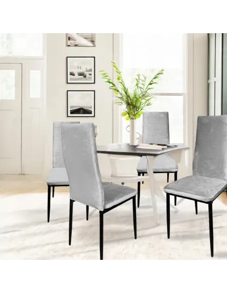 4x KRZESŁO SZARE TAPICEROWANE VELVET WELUR KRZESŁA SALON TRUSTRUP