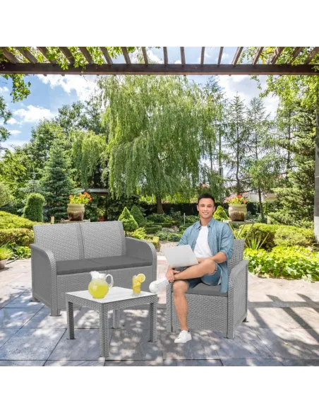 Allibert by Keter Sanremo dla 4 osób Meble Ogrodowe na Taras Balkon Szary