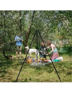 TRÓJNÓG Palenisko Duży GRILL Ogniskowy Ogrodowy Wiszący BBQ Ruszt 2w1 2