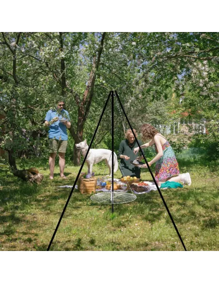 TRÓJNÓG Palenisko Duży GRILL Ogniskowy Ogrodowy Wiszący BBQ Ruszt 2w1