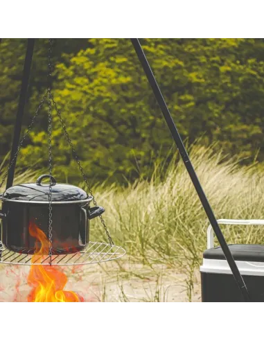 TRÓJNÓG Palenisko Duży GRILL Ogniskowy Ogrodowy Wiszący BBQ Ruszt 2w1
