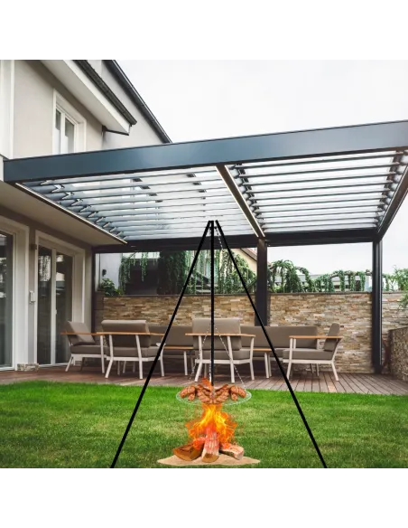 TRÓJNÓG Palenisko Duży GRILL Ogniskowy Ogrodowy Wiszący BBQ Ruszt 2w1