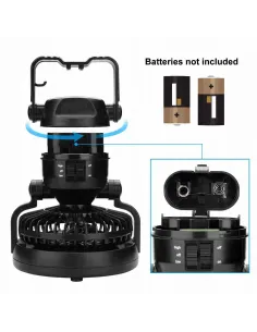WIATRAK Wentylator Na Baterie z LAMPĄ LED Kemping 2