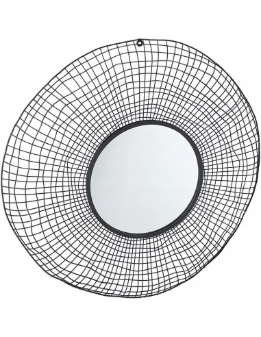 LUSTRO OKRĄGŁE ŚCIENNE ZAWIESZANE CZARNE 94cm