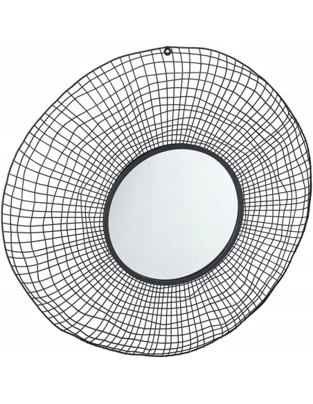 LUSTRO OKRĄGŁE ŚCIENNE ZAWIESZANE CZARNE 94cm