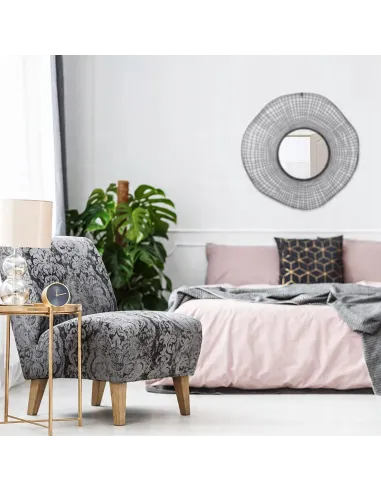 LUSTRO OKRĄGŁE ŚCIENNE ZAWIESZANE CZARNE 94cm