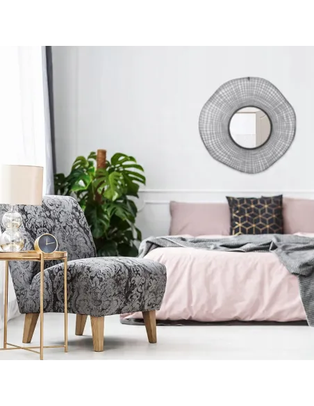 LUSTRO OKRĄGŁE ŚCIENNE ZAWIESZANE CZARNE 94cm