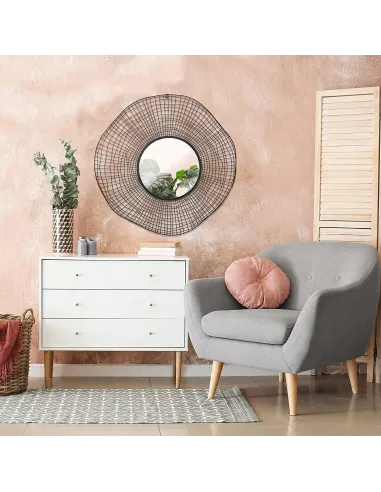 LUSTRO OKRĄGŁE ŚCIENNE ZAWIESZANE CZARNE 94cm