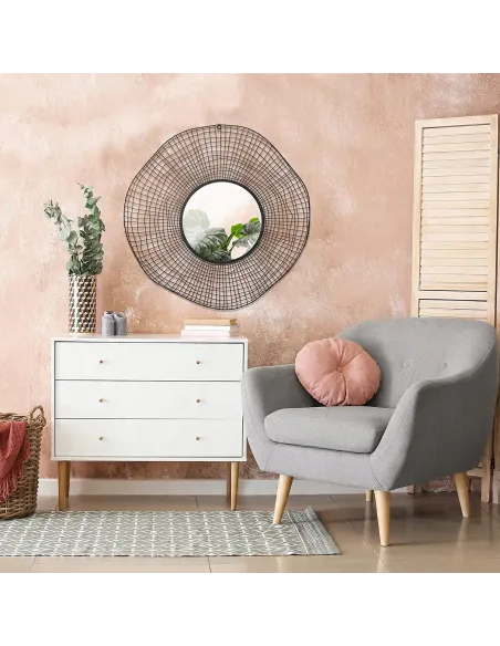 LUSTRO OKRĄGŁE ŚCIENNE ZAWIESZANE CZARNE 94cm