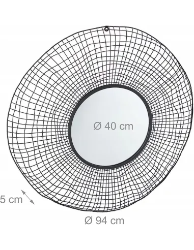 LUSTRO OKRĄGŁE ŚCIENNE ZAWIESZANE CZARNE 94cm