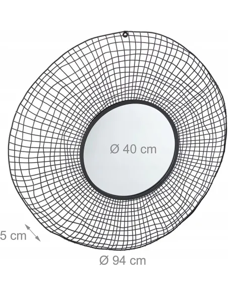 LUSTRO OKRĄGŁE ŚCIENNE ZAWIESZANE CZARNE 94cm