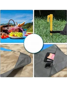 Niebieski KOC MATA PLAŻOWA 210x200 Piknikowa Kempingowa + Pokrowiec 2