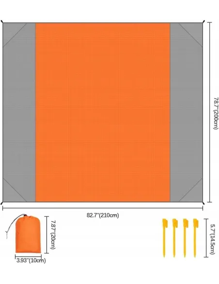POMARAŃCZOWY KOC MATA PLAŻOWA 210x200 Piknikowa Kempingowa + Pokrowiec