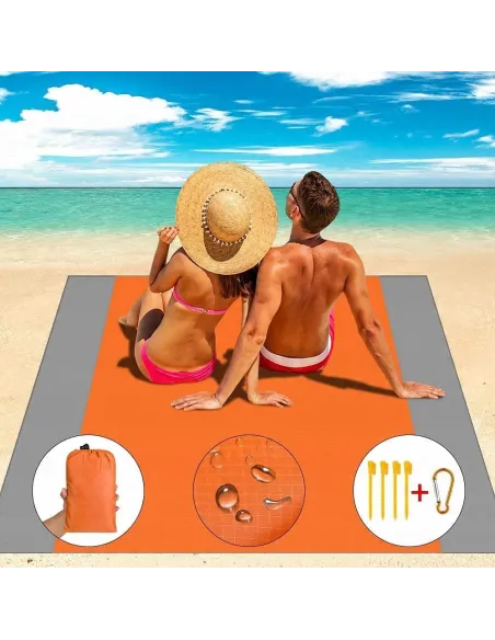 POMARAŃCZOWY KOC MATA PLAŻOWA 210x200 Piknikowa Kempingowa + Pokrowiec