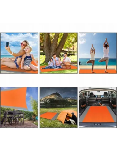 POMARAŃCZOWY KOC MATA PLAŻOWA 210x200 Piknikowa Kempingowa + Pokrowiec