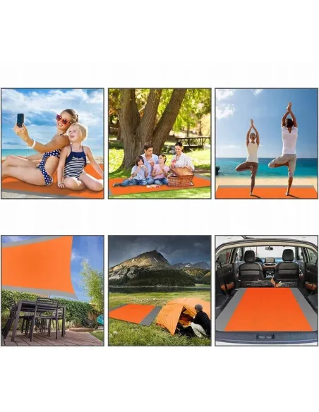 POMARAŃCZOWY KOC MATA PLAŻOWA 210x200 Piknikowa Kempingowa + Pokrowiec