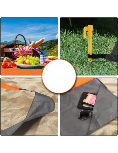 POMARAŃCZOWY KOC MATA PLAŻOWA 210x200 Piknikowa Kempingowa + Pokrowiec