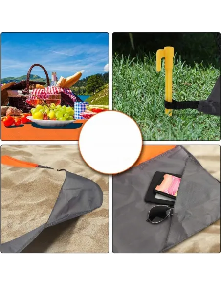 POMARAŃCZOWY KOC MATA PLAŻOWA 210x200 Piknikowa Kempingowa + Pokrowiec