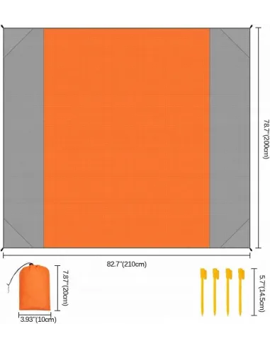 POMARAŃCZOWY KOC MATA PLAŻOWA 210x200 Piknikowa Kempingowa + Pokrowiec