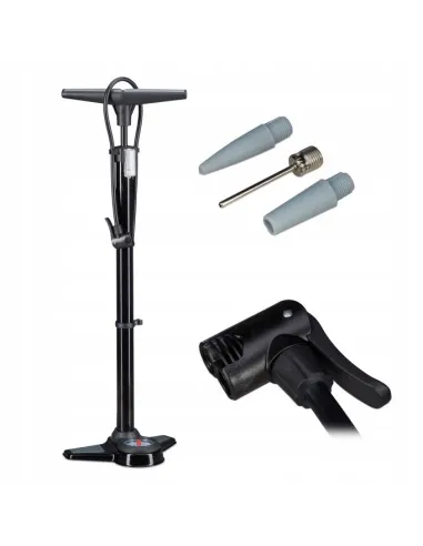 POMPKA ROWEROWA Z MANOMETREM NOŻNA SAMOCHODOWA MANOMETR 14bar Wąż 98cm