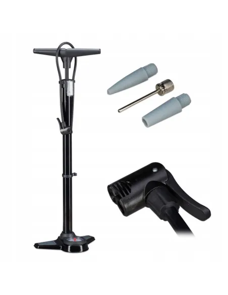 POMPKA ROWEROWA Z MANOMETREM NOŻNA SAMOCHODOWA MANOMETR 14bar Wąż 98cm
