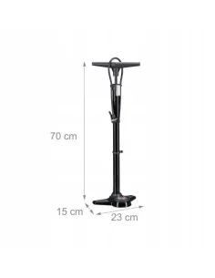 POMPKA ROWEROWA Z MANOMETREM NOŻNA SAMOCHODOWA MANOMETR 14bar Wąż 98cm 2
