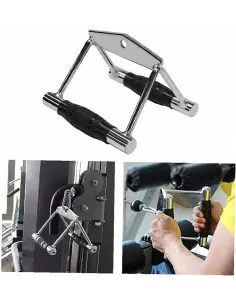 Podwójny Uchwyt do Wyciągu atlasu trójkątny podwójny ryflowany STAL triceps 2