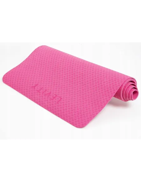 MATA GIMNASTYCZNA DO ĆWICZEŃ JOGI PILATESU FITNESS LEVITY Sort/Rose 6mm
