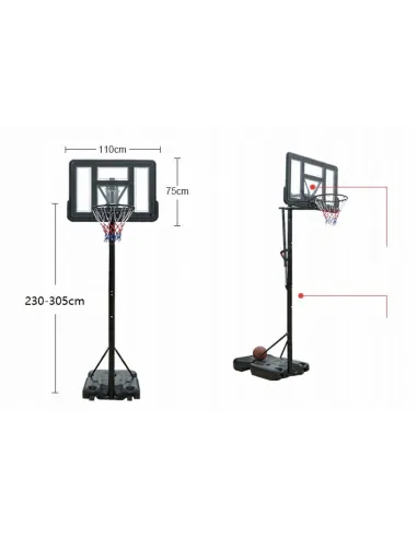 KOSZ DO KOSZYKÓWKI ZESTAW REGULOWANY KOSZ 305 cm HEAVY PŁYNNA REGULACJA