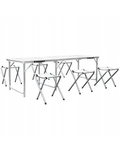 Duży Stół STOLIK TURYSTYCZNY Kempingowy Składany 180x60cm + 6xStołek