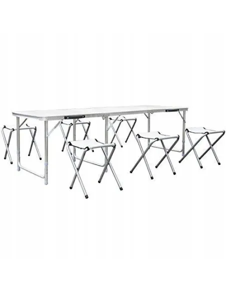 Duży Stół STOLIK TURYSTYCZNY Kempingowy Składany 180x60cm + 6xStołek