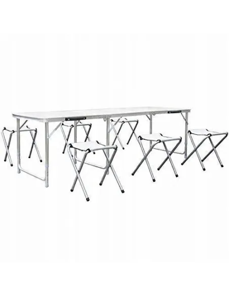 Duży Stół STOLIK TURYSTYCZNY Kempingowy Składany 180x60cm + 6xStołek