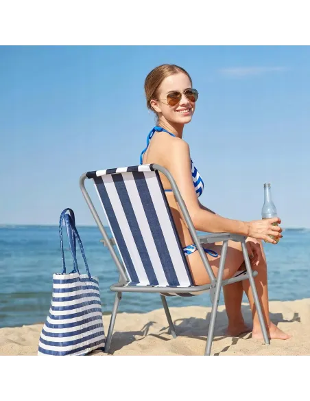 KRZESŁO TURYSTYCZNE OGRODOWE PLAŻOWE WĘDKARSKIE SKŁADANE NIEBIESKIE FOTEL