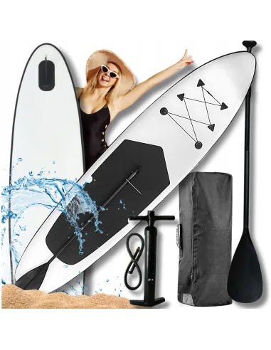 DESKA SUP 300cm Pompowana Wiosło Paddleboard ZESTAW Biało-Czarna