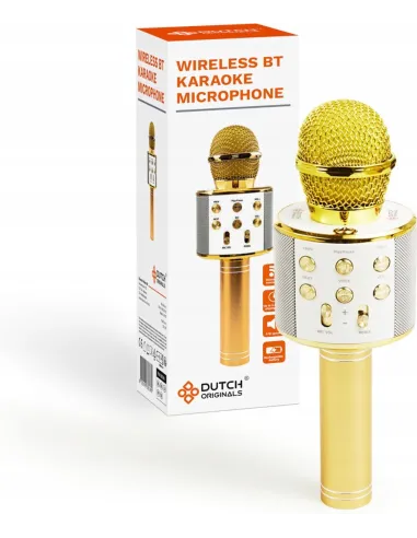 Złoty MIKROFON BEZPRZEWODOWY KARAOKE - BLUETOOTH GŁOŚNIK