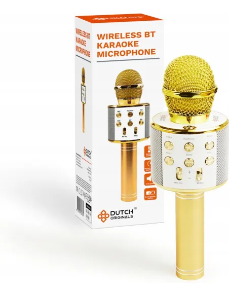 Złoty MIKROFON BEZPRZEWODOWY KARAOKE - BLUETOOTH GŁOŚNIK